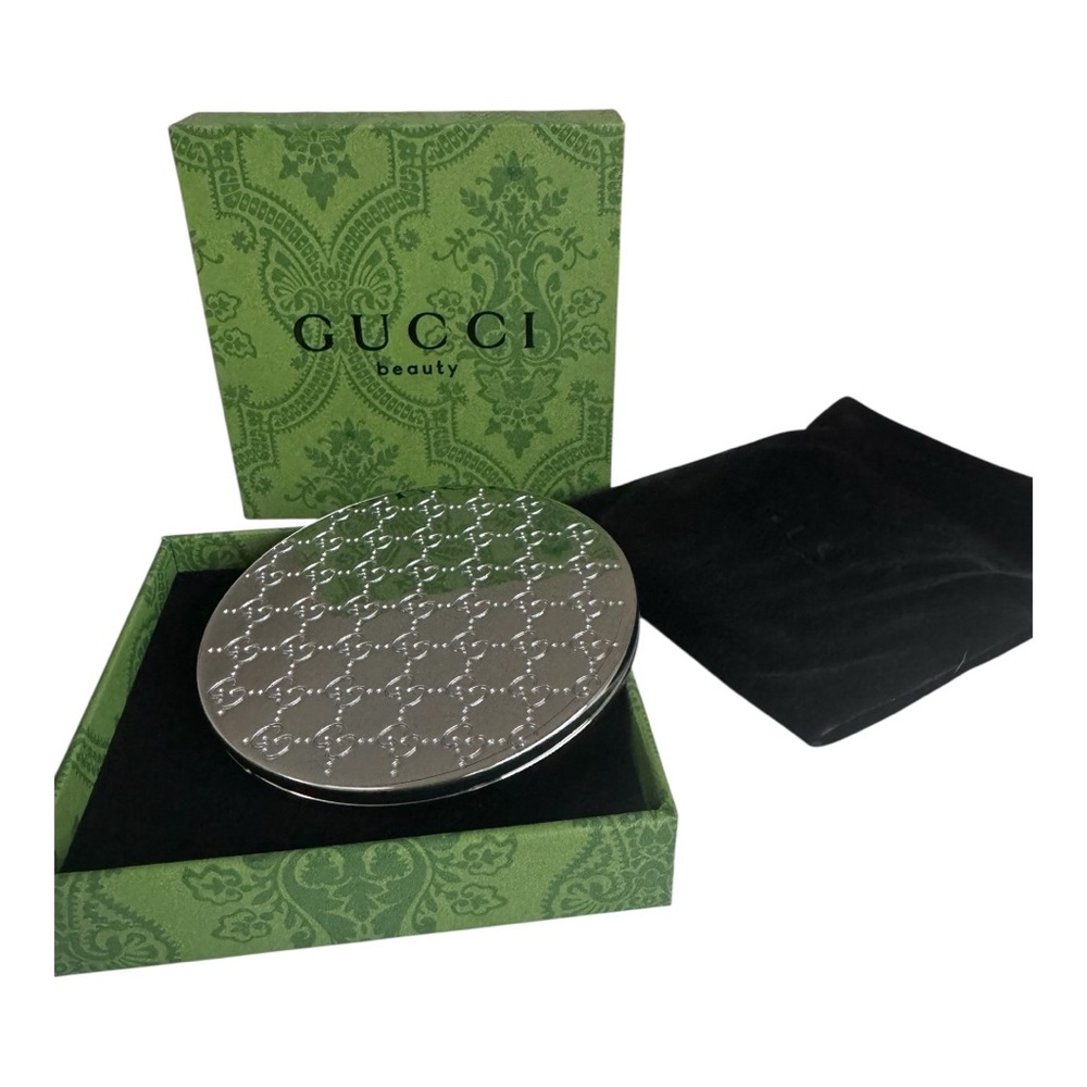 Gucci Silver Embossed Compact Mirror